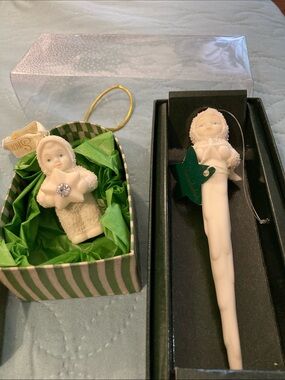 Porcelain Angel Ornament - White Decorative Figurine by